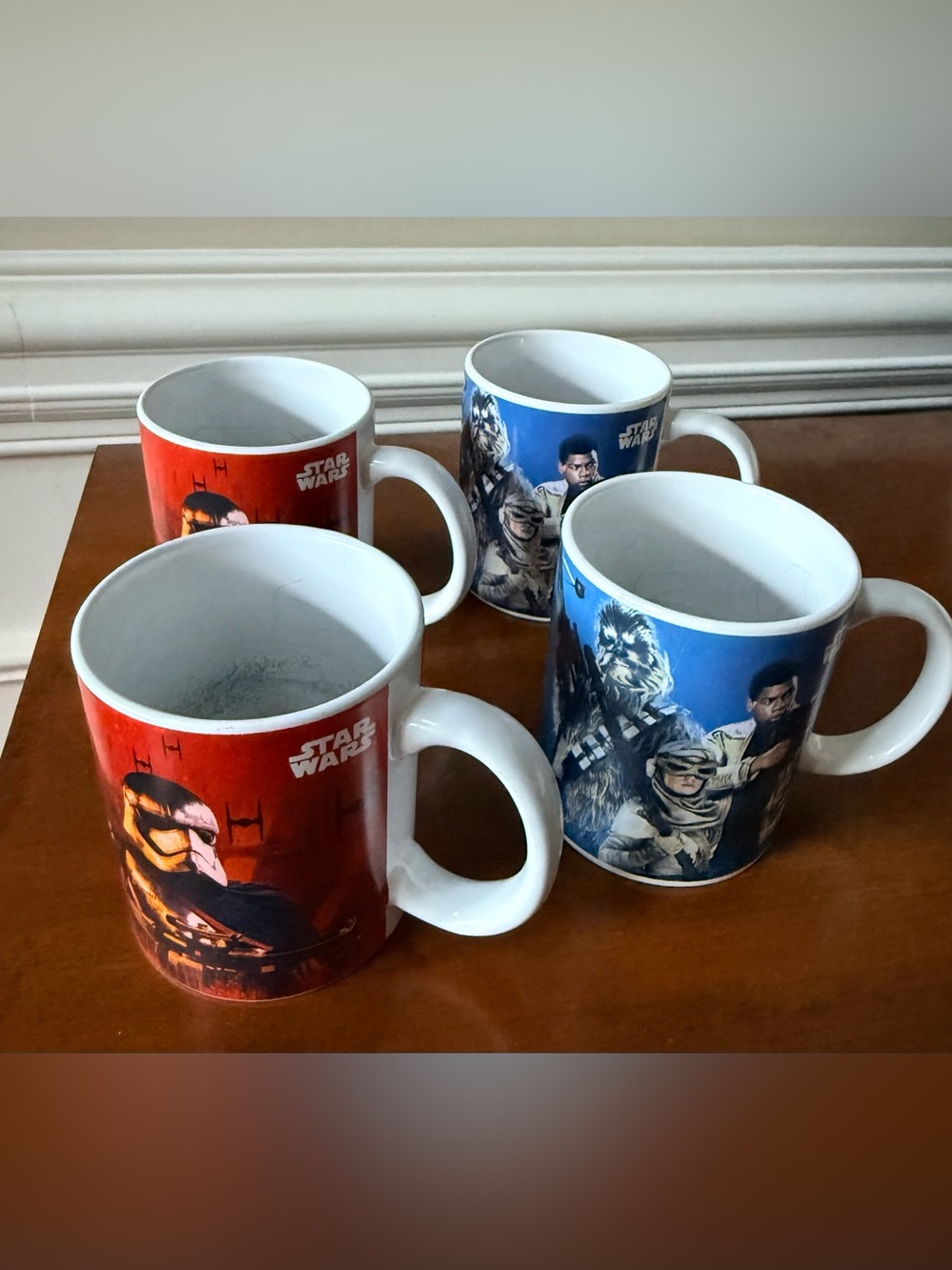 Star Wars SET of 4  Galerie Coffee mugs Force Awakens ceramic cups Blue and Red